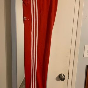 Mens red and white size Xsmall polyester adidas track pants